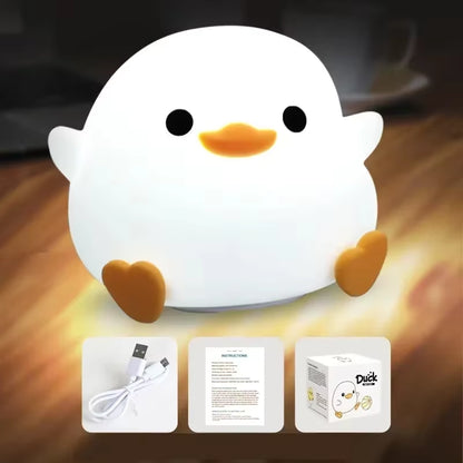 Silicone LED Bedside Night Light Dodo Duck Cute Duck Dimmable Table Lamp Baby Bedrooms Decoration Rechargeable Night Lamps